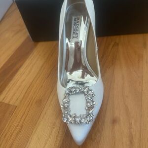 Badgley Mischka Women's White Embellished Heels